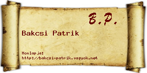 Bakcsi Patrik névjegykártya