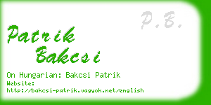 patrik bakcsi business card